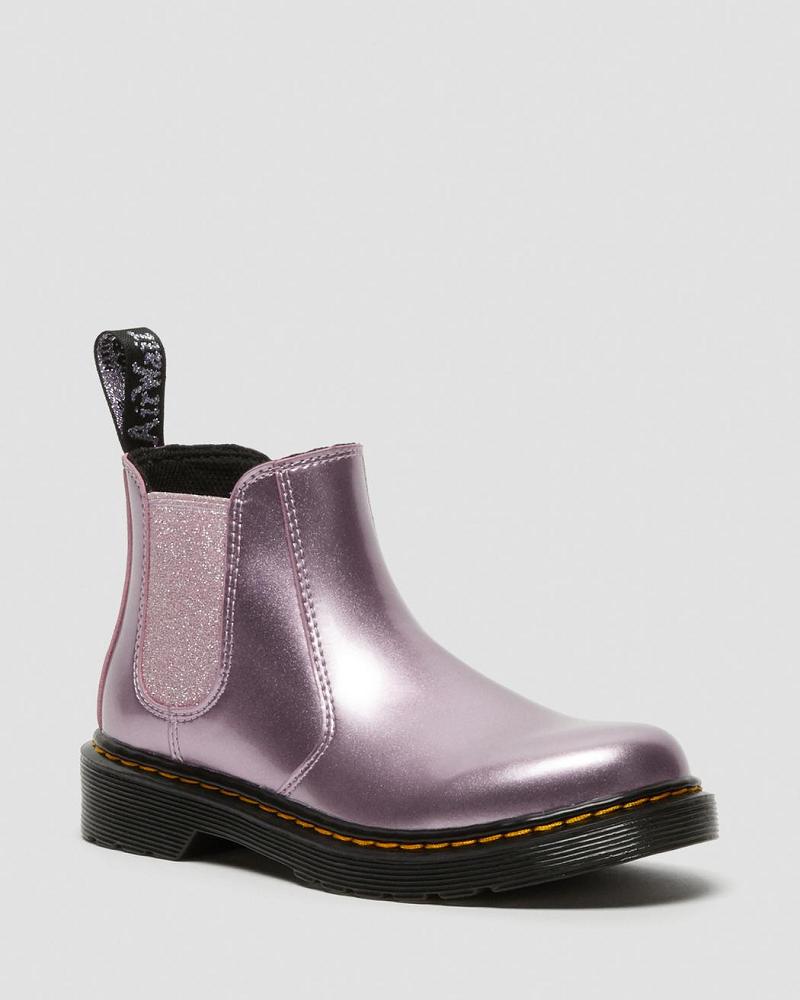 Kids\' Dr Martens Junior 2976 Metallic Chelsea Boots Pink | AU 668XYU